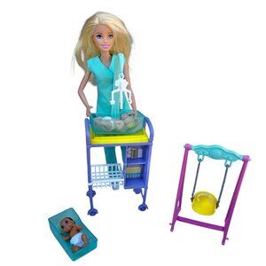 Barbie Pediatrician Playset With Accessories & Two Baby Dolls